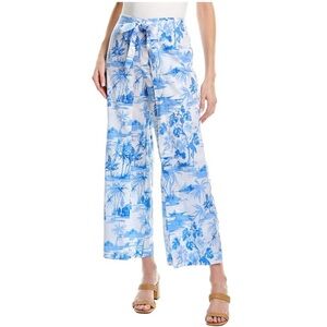 J. McLaughlin Women's Eugene Pant In Blue & White Villa Palm Size Medium